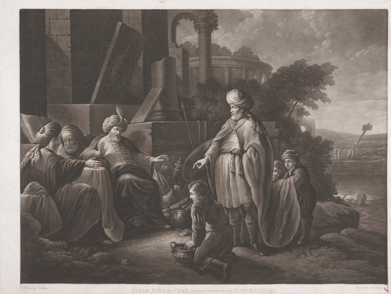 Hiram King of Tyre, posílá dárky králi Solomonovi od John Murphy
