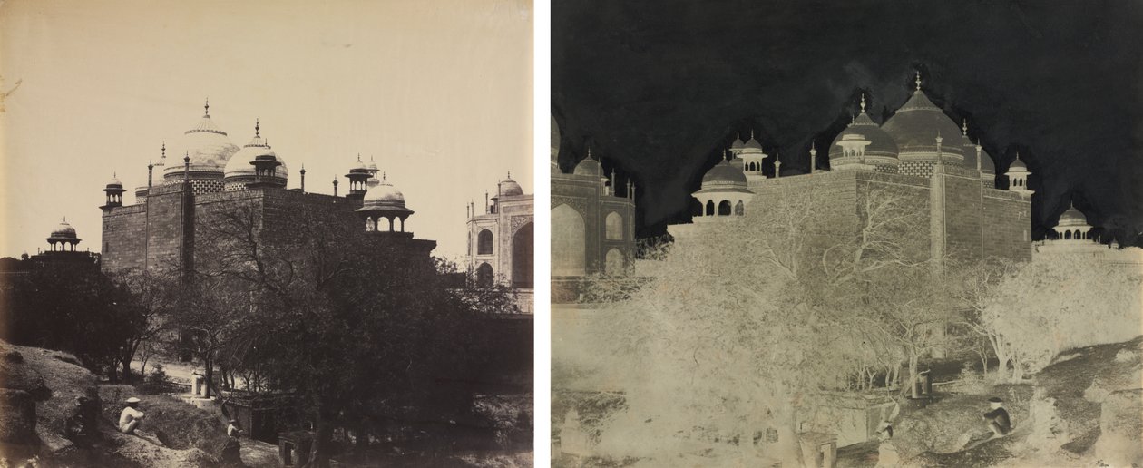 Taj Mahal, zadní pohled na Rest-House, s postavou od John Murray