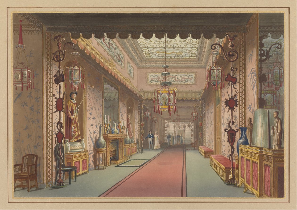 Čínská galerie, jak to bylo, talíř XV na ilustracích paláce Jejího Veličenstva v Brightonu ... od John Nash