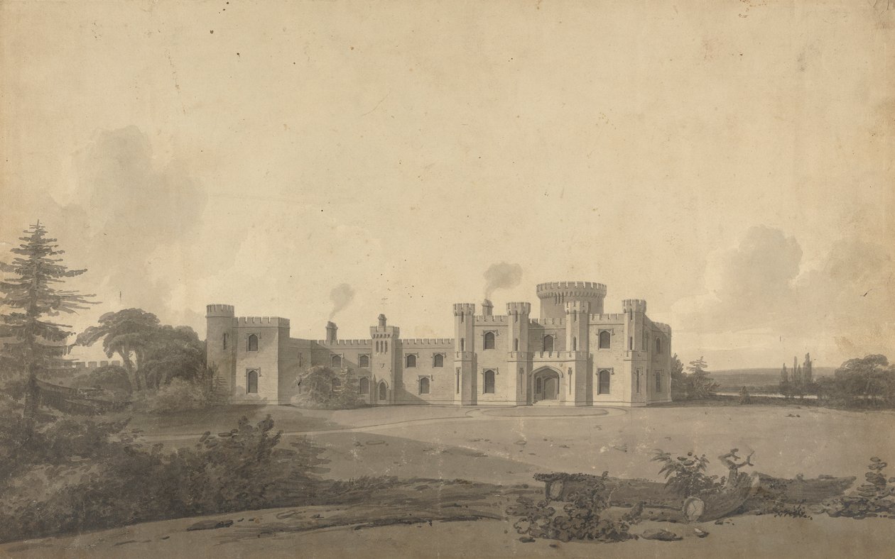 Design pro hrad Knepp, Sussex: Perspektiva od John Nash