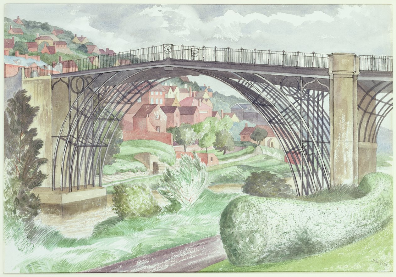 Ironbridge, Shropshire, cca 1960 (wc na papíře) od John Nash