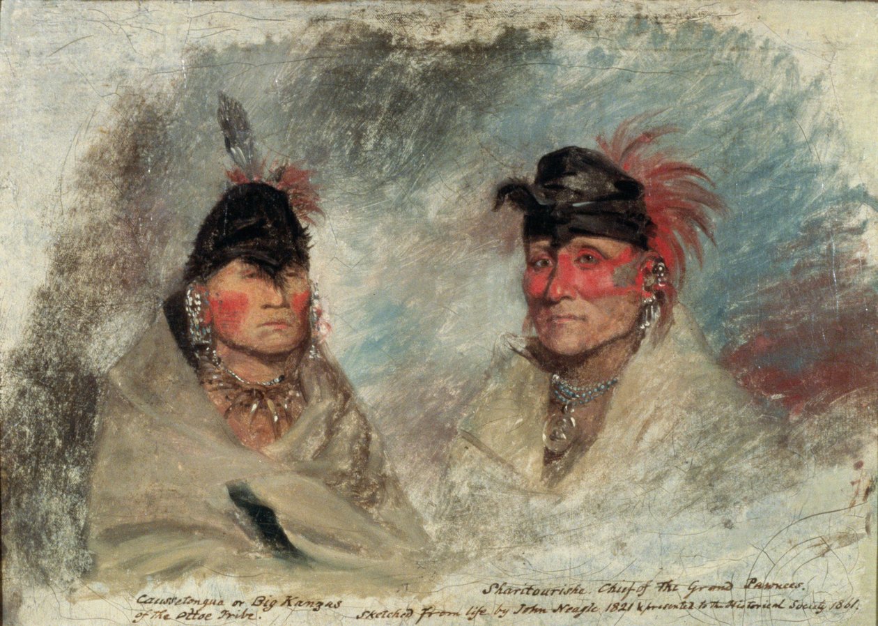 Velký Kansas nebo Caussetongua a Sharitarishe, náčelník Grand Pawnees, 1821 od John Neagle