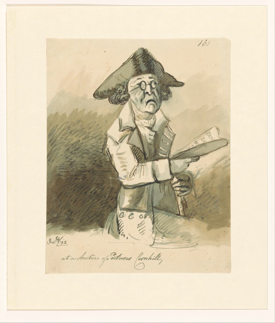 Muž na aukci obrazů Na aukci obrázků Cornhill (název na objektu) od John Nixon (signed by artist)