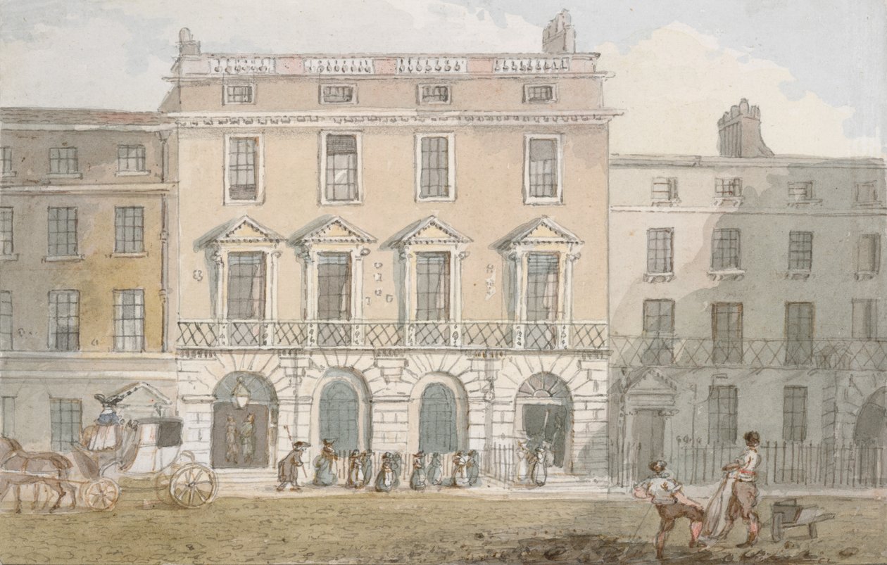 Freemasons Hall and Tavern, Great Queen Street, cca 1800 (wc na papíře) od John Nixon