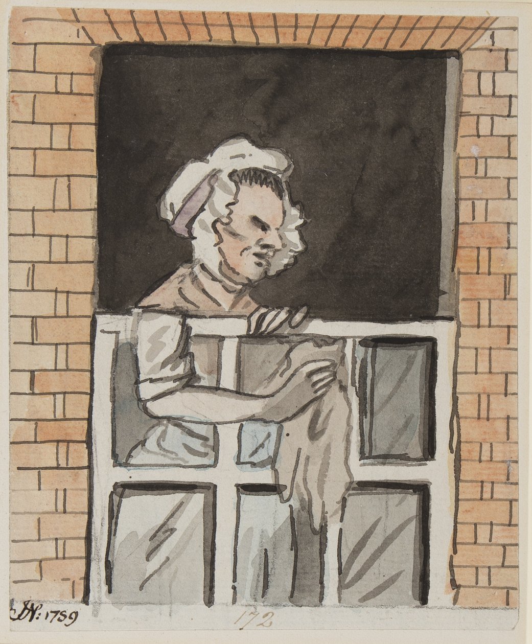 úklid oken, 1789 (inkoust a wc na papíře) od John Nixon