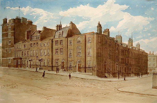 Pohled na Old Cobham Row a část Cold Bath Square, Finsbury od John Phillipp Emslie