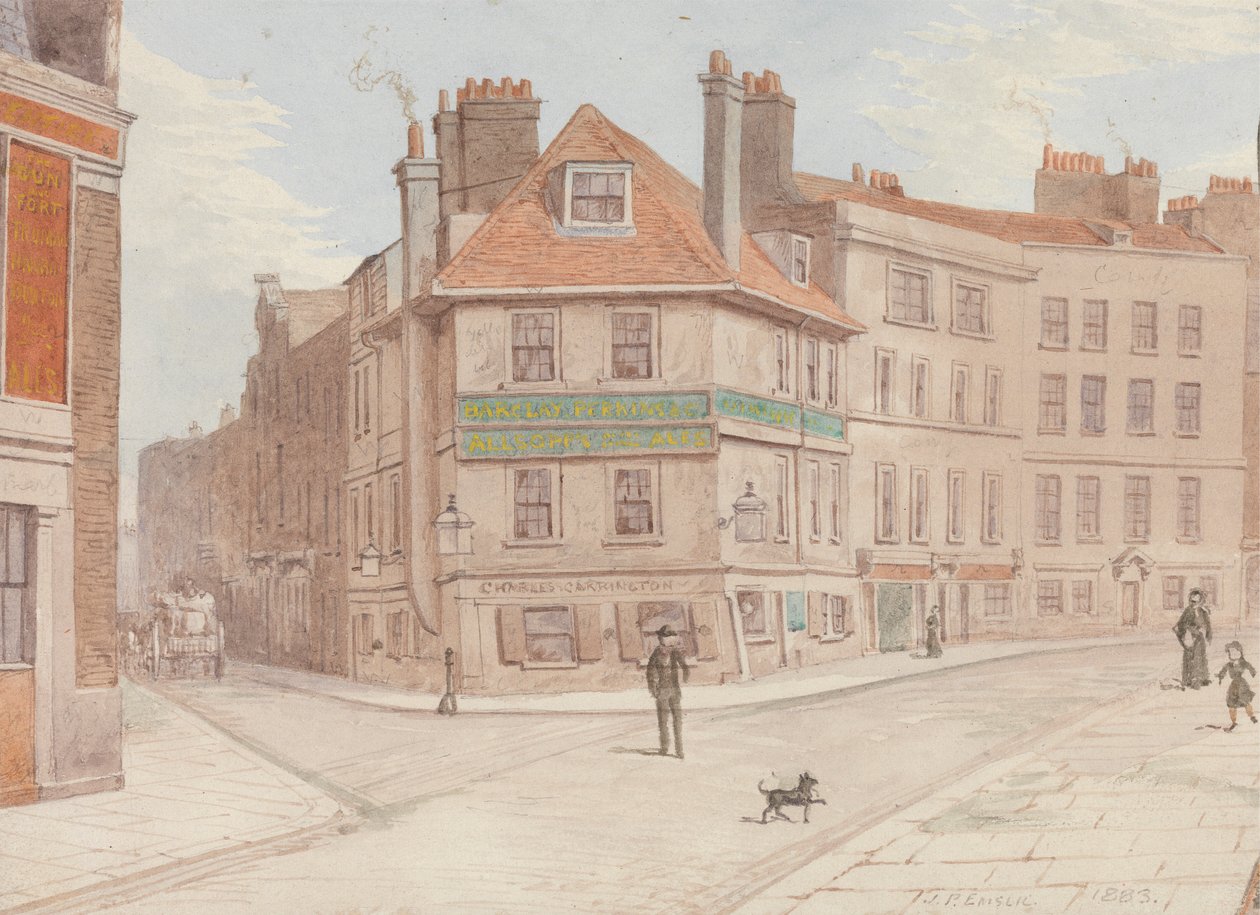 Northumberland Head Inn na rohu Fort St. and Gun St., Spitalfields od John Phillipps Emslie