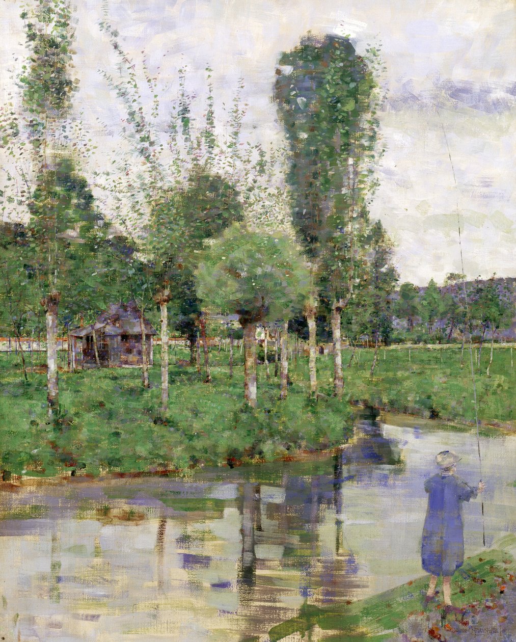 On the River, Sainte-Gertrude, Caudebec, Normandia (öljy kankaalle) od John Quinton Pringle