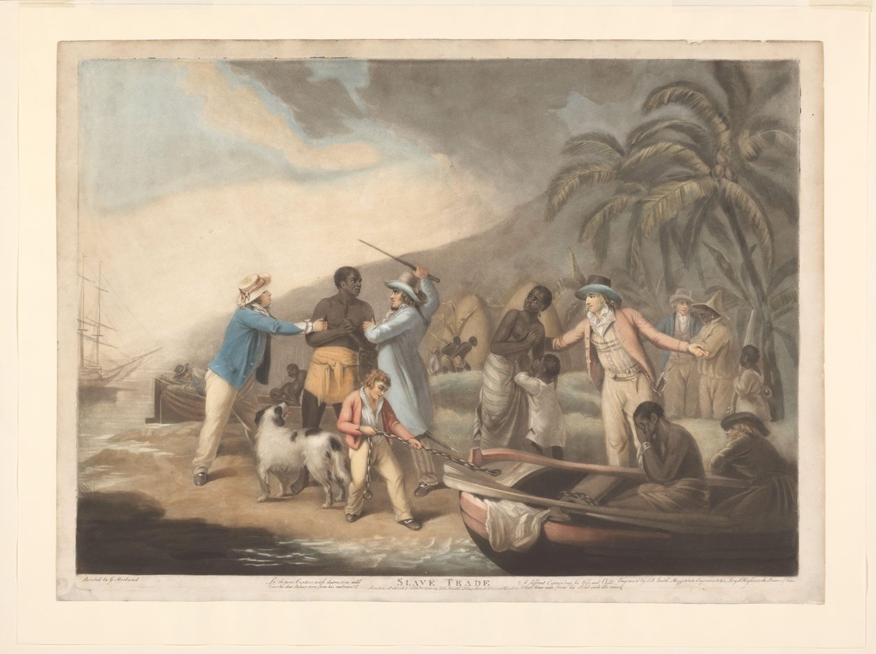 Africká rodina je oddělena evropskými obchodníky s otroky Obchod s otroky (název na objektu) od John Raphael Smith