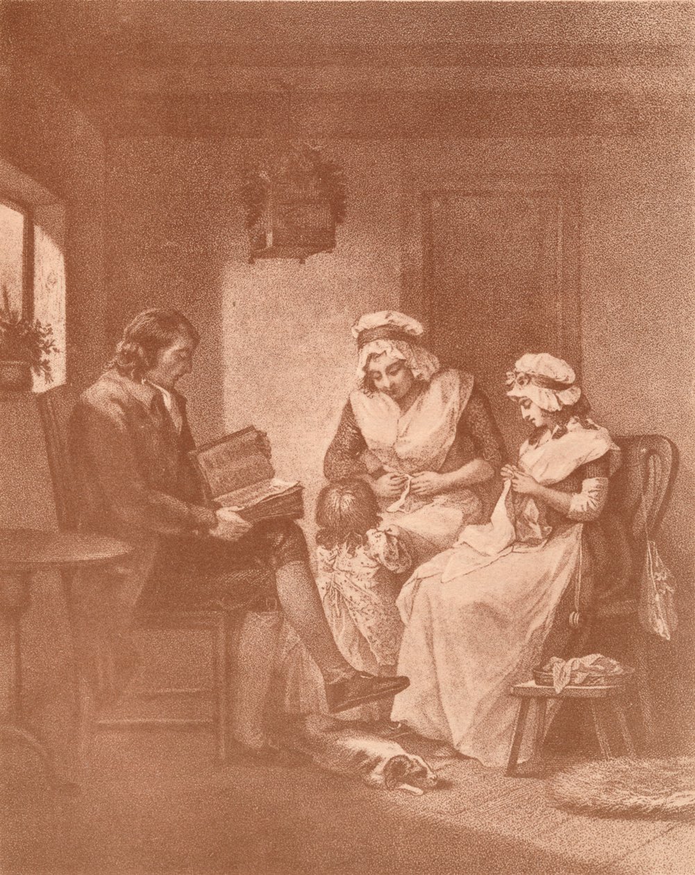 Domácí štěstí, Laetitia se svými rodiči, 1789 od John Raphael Smith