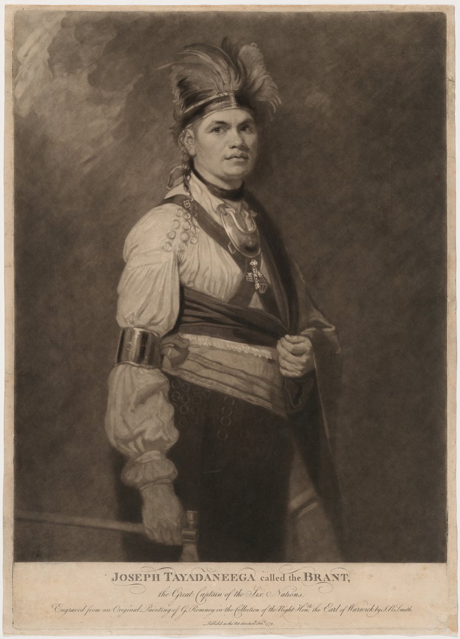 Joseph Tayadaneega zvaný Brant, velký kapitán Šesti národů od John Raphael Smith