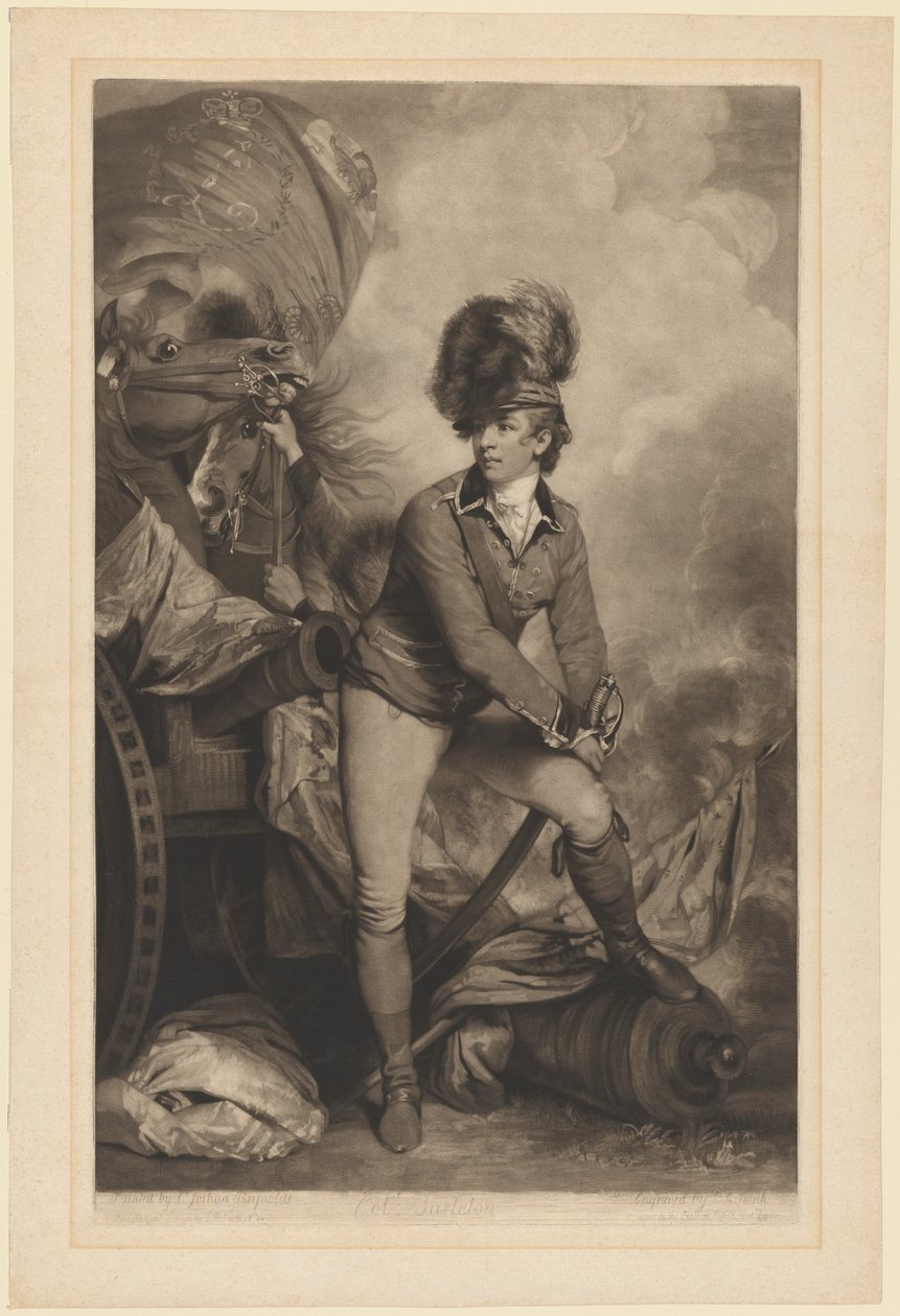 Podplukovník Sir Banastre Tarleton, publikoval 1782. od John Raphael Smith
