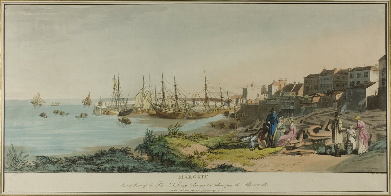 Margate, Vnitřní pohled na molo, koupaliště a převzato od Shipwrights od John Raphael Smith