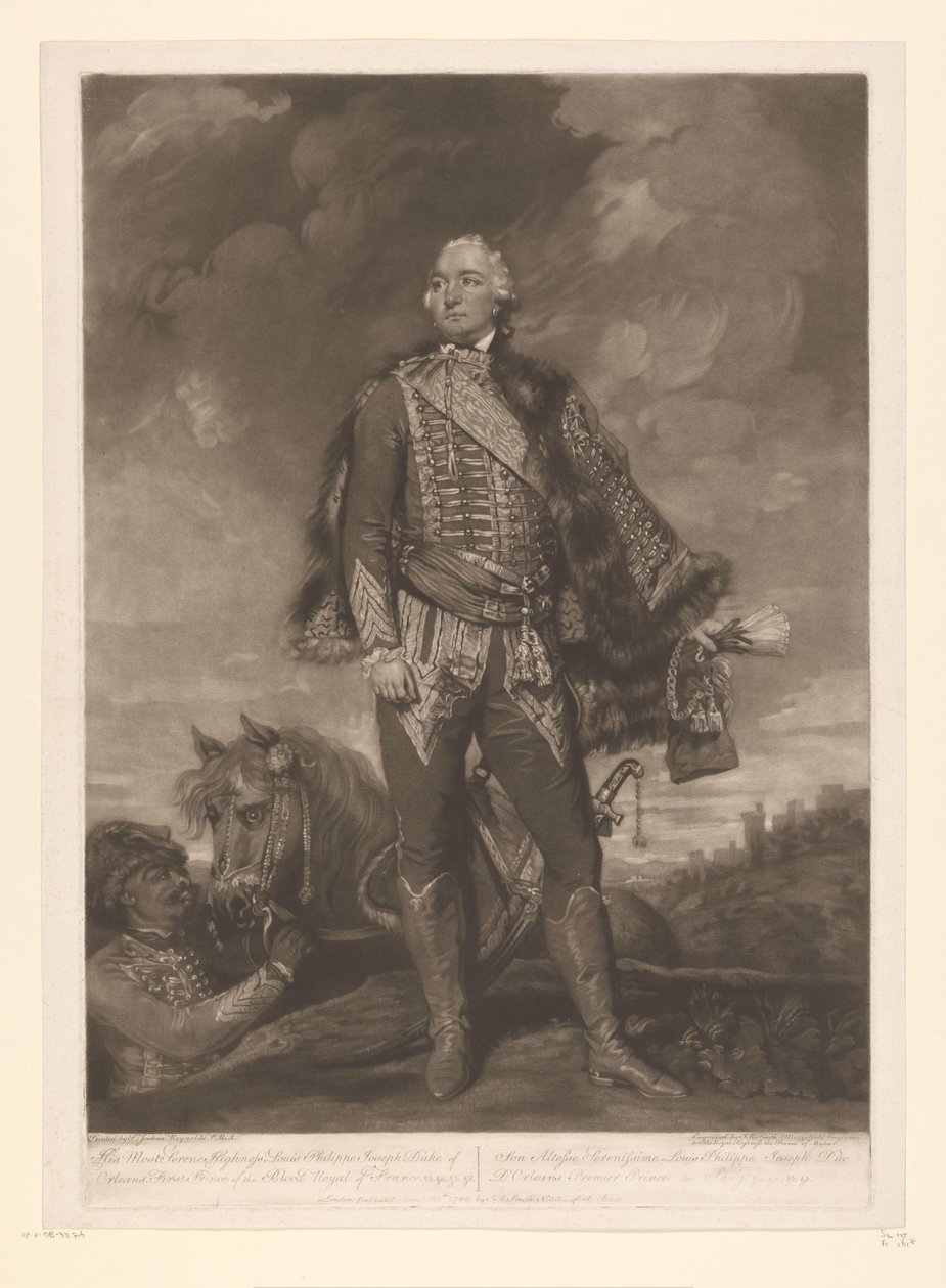 Portrét Ludvíka Filipa II Orléánského Jeho nejklidnější Výsost Louis Philippe Joseph vévoda z Orleans (...) (titul na předmětu) od John Raphael Smith