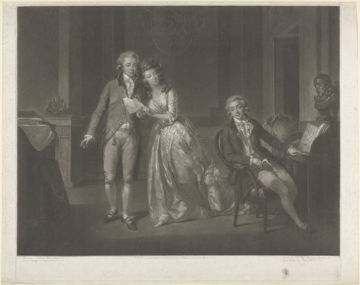 Portrét Louise, princezny z Orange-Nassau, Williama I. Frederika, nizozemského krále, a Frederika, prince z Orange-Nassau od John Raphael Smith