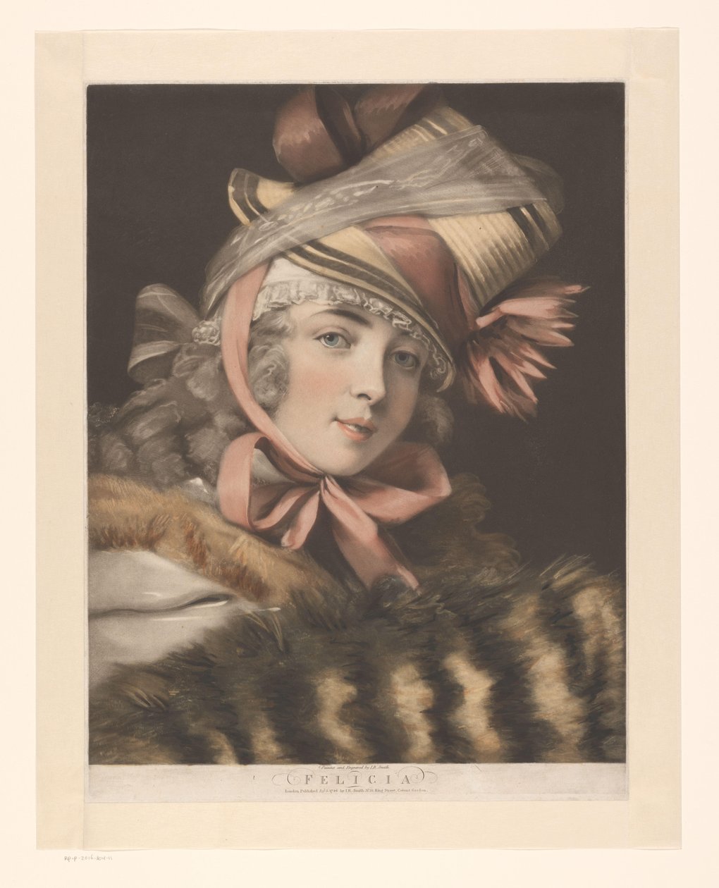Portrét herečky, možná Louise-Rosalie Lefebvre Felicia (název na objektu) Šest portrétů hereček (název série) od John Raphael Smith