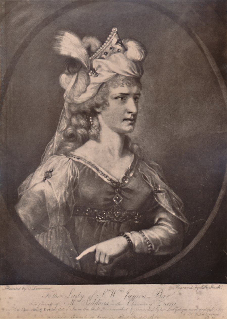 Sarah Siddons, velšská herečka, jako Zara ve hře Williama Congrevese Smuteční nevěsta, c1783 1894 od John Raphael Smith