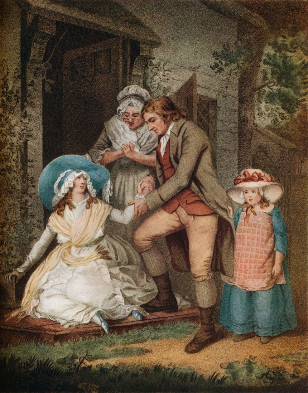Spravedlivý kajícník. Laetitia in Penitence nachází úlevu a ochranu u svých rodičů, c1811 od John Raphael Smith