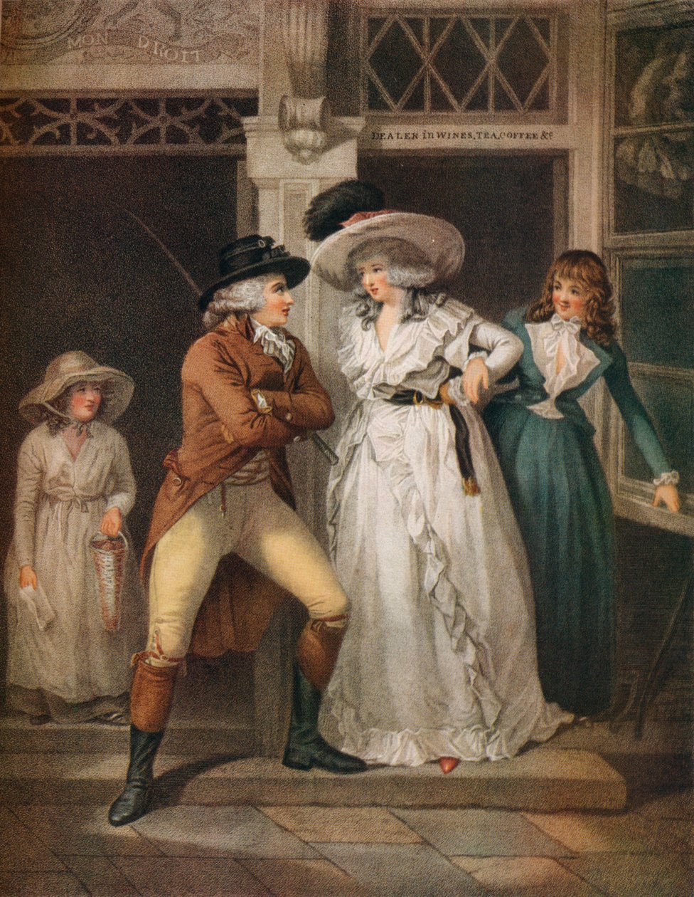Tavern Door, Laetitia opuštěná svým svůdcem je hozena na město, 1789 od John Raphael Smith