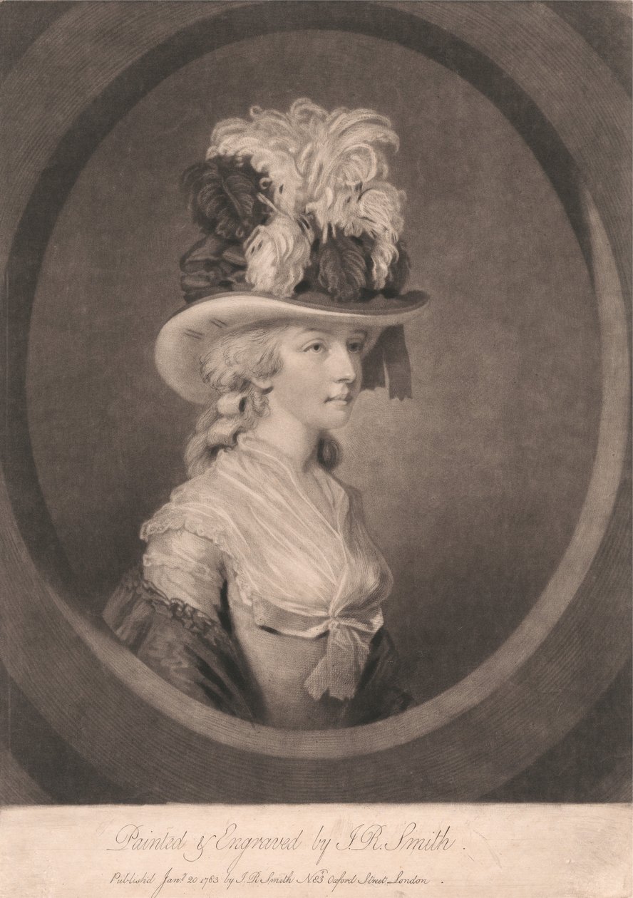 Mladá dáma v klobouku s péry od John Raphael Smith