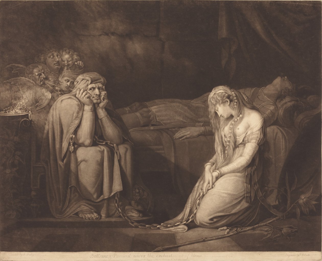Belisane a Parcival pod očarováním Urmy od John Raphael Smith after Henry Fuseli