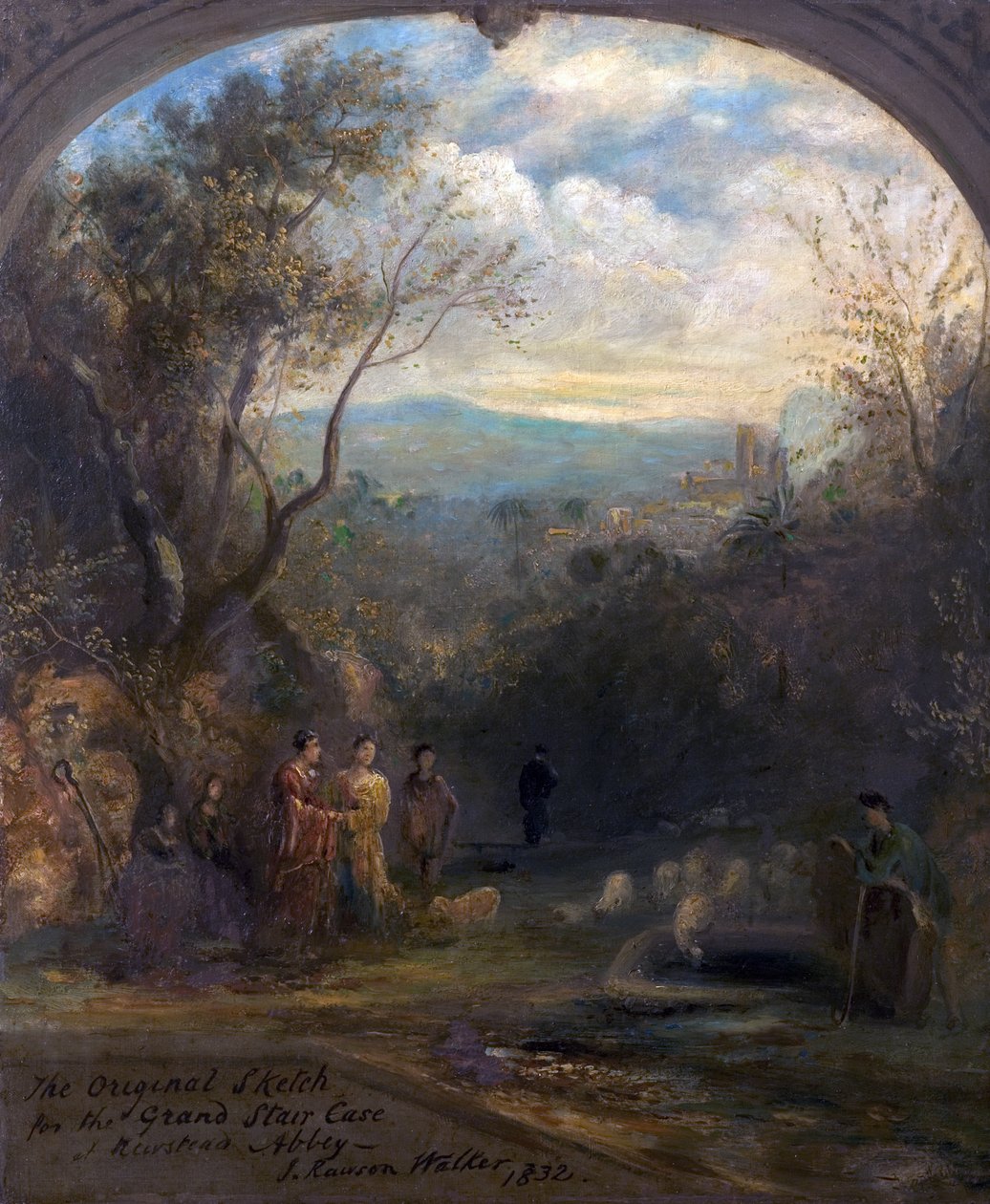 Původní náčrt pro Grand Staircase v Newstead Abbey, Nottinghamshire, 1832 od John Rawson Walker
