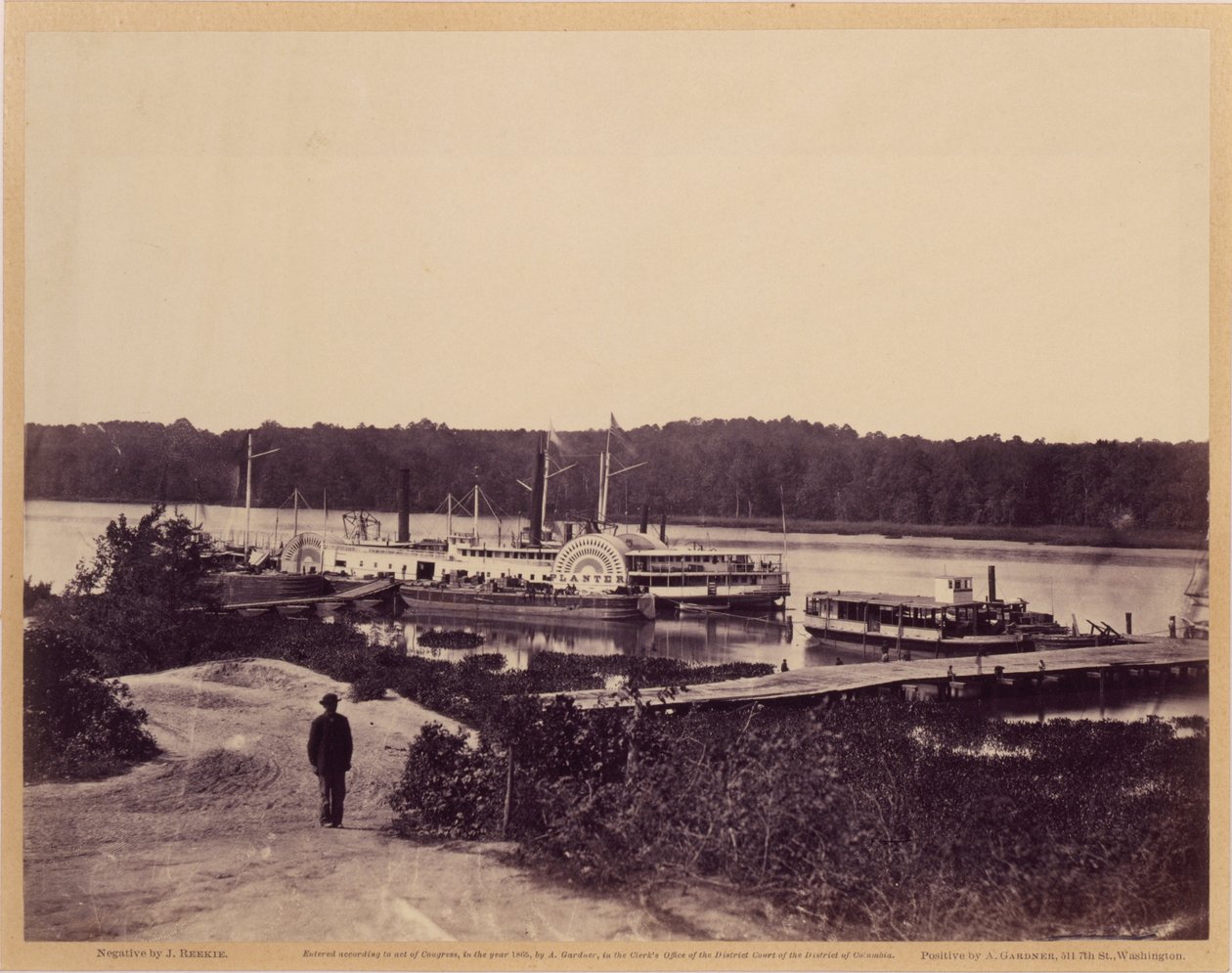 Zdravotnický zásobovací člun, Appomattox Landing, Virginie, z Gardnerova skicáře občanské války od John Reekie