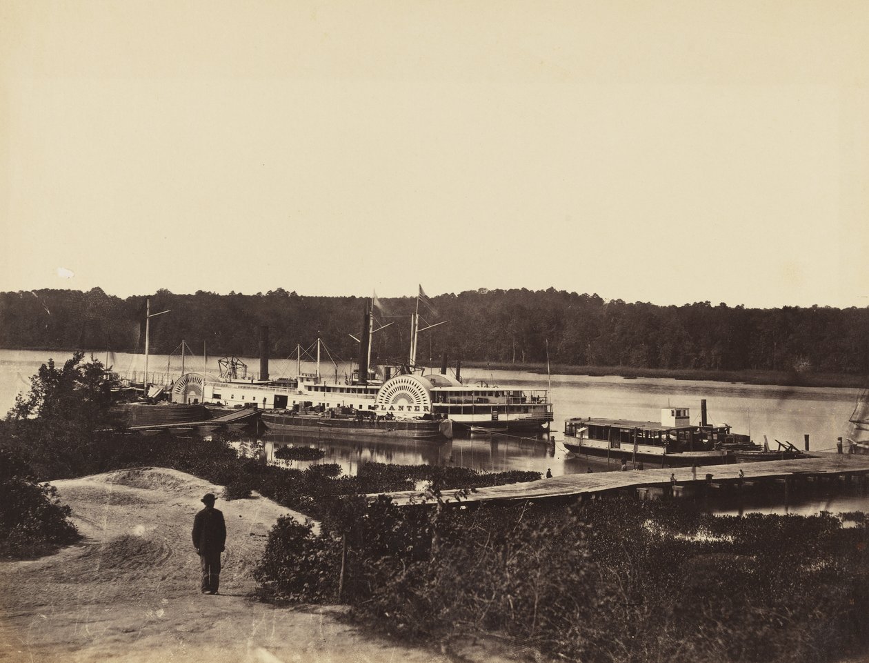 Medical Supply Boat Plauter, na Appomattox., leden 1865 (tisk alba na tkaném papíře) od John Reekie
