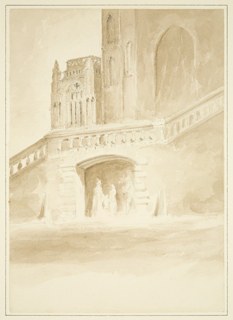 Redcliffe Conduit a část North Porch (kresba, akvarel) od John Reverend Eden
