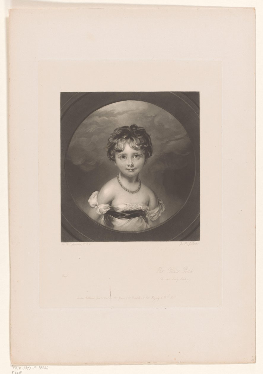 Portrét Emily Ashley-Cooper Poupě růže / (současná lady Ashley) (název na předmětu) od John Richardson Jackson