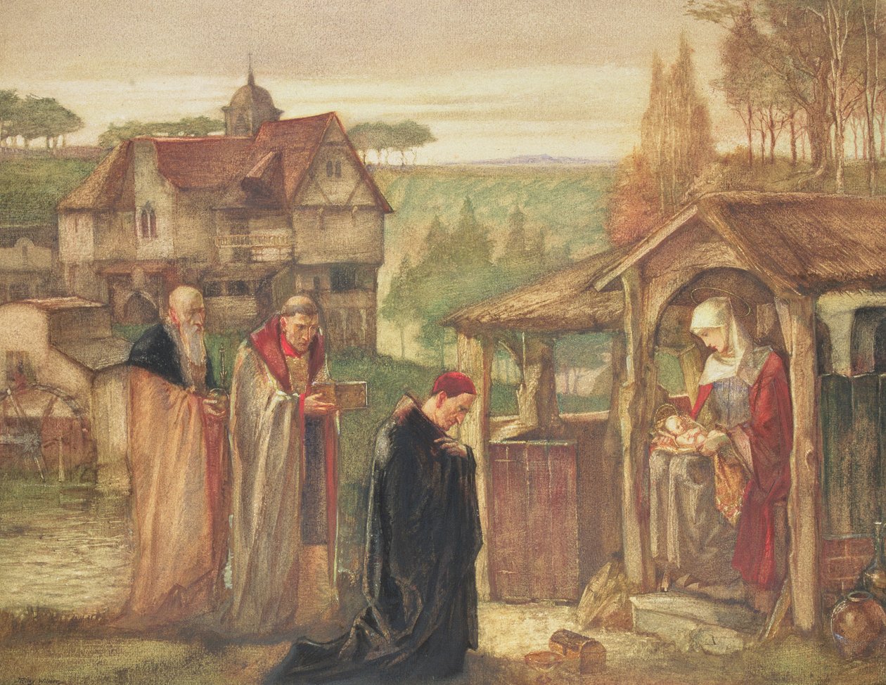 Svatá rodina – Klanění tří králů, 1911 (wc a barva těla na palubě) od John Riley Wilmer