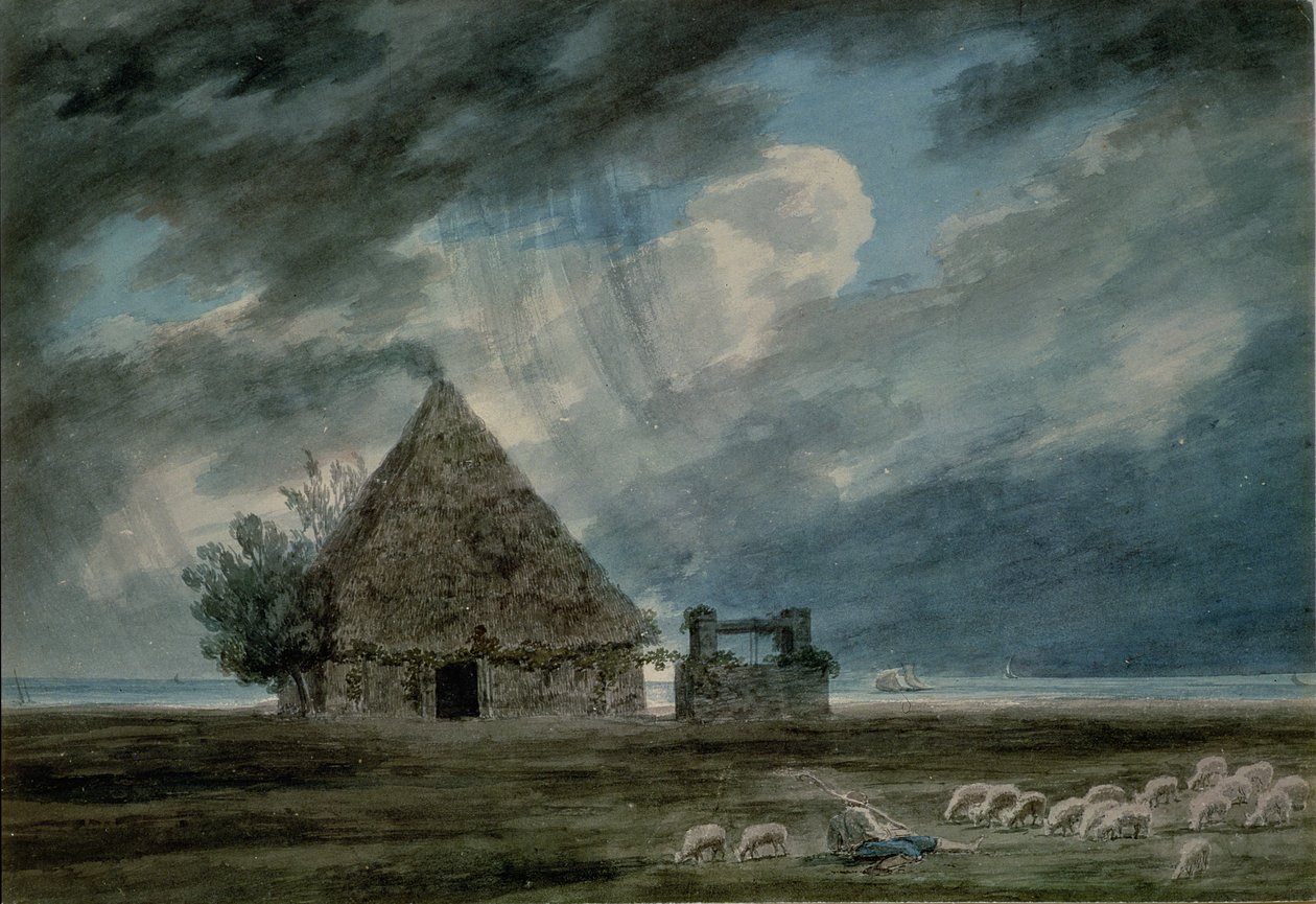 Pastýřská chýše mezi Neapolí a Portici od John Robert Cozens