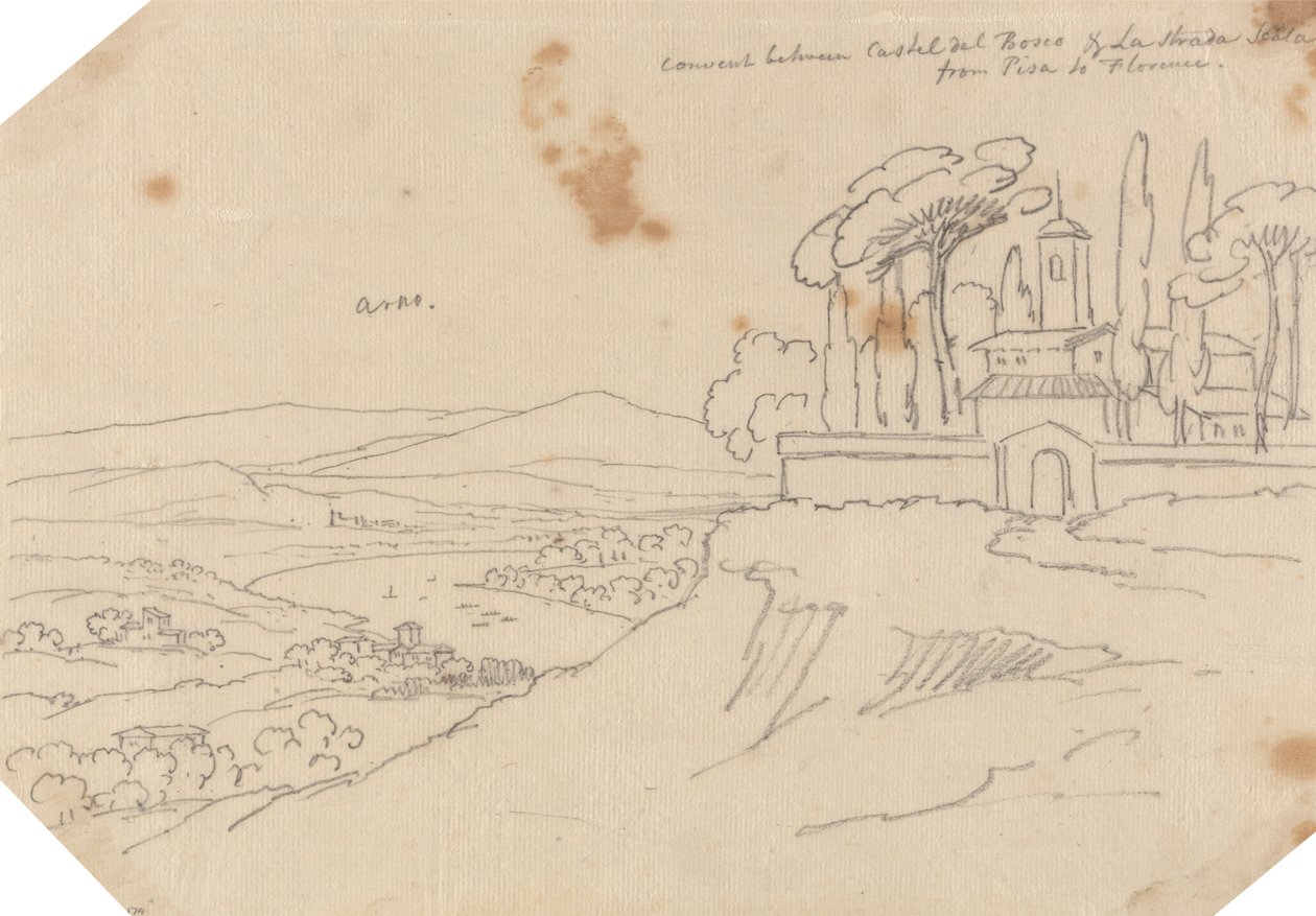 Klášter mezi Castel del Bosco a La Strada Scala od John Robert Cozens