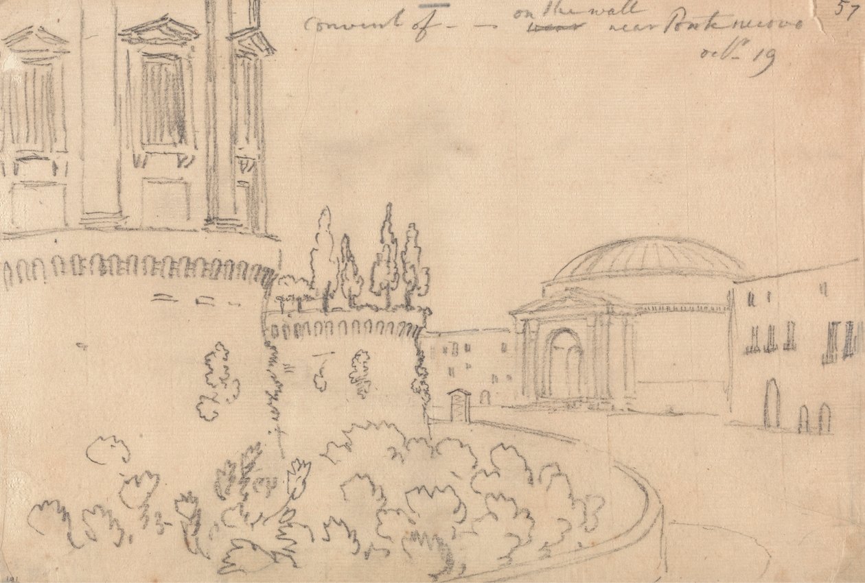 Klášter poblíž Ponte Nuovo, 19. října od John Robert Cozens