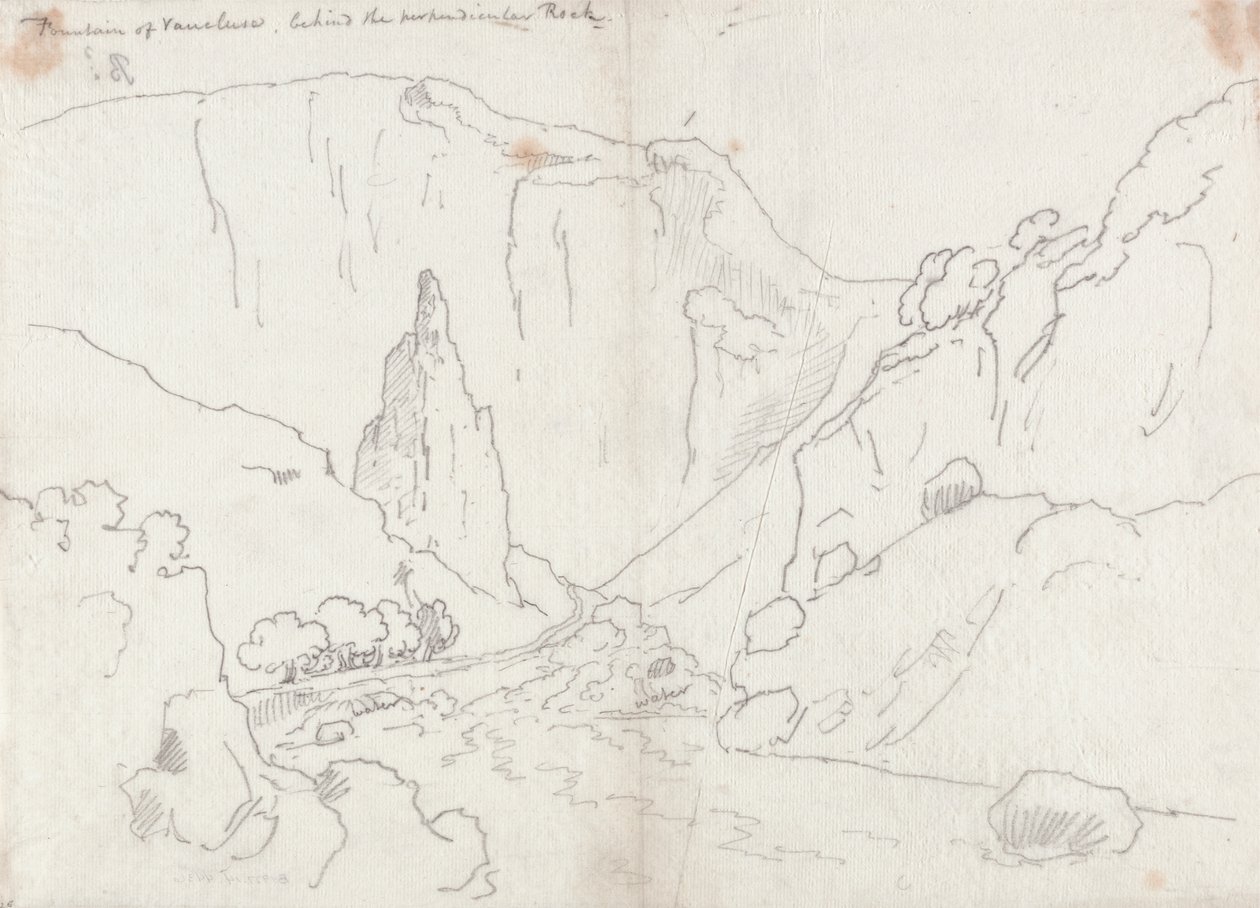 Fontána Vaucluse, za kolmou skálou od John Robert Cozens
