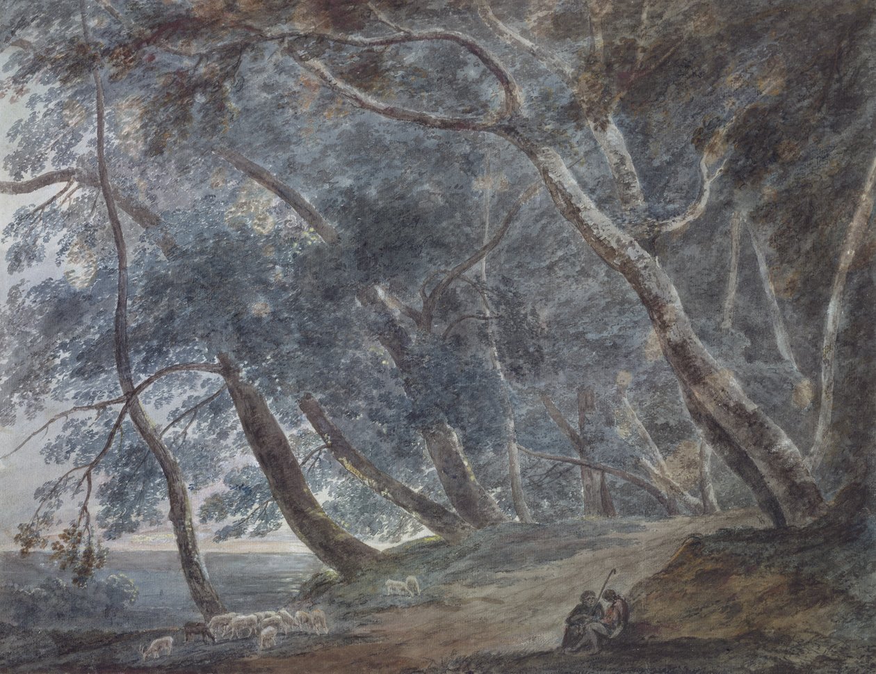 Galleria Di Sopra, jezero Albano, cca 1780-1789 (akvarel) od John Robert Cozens