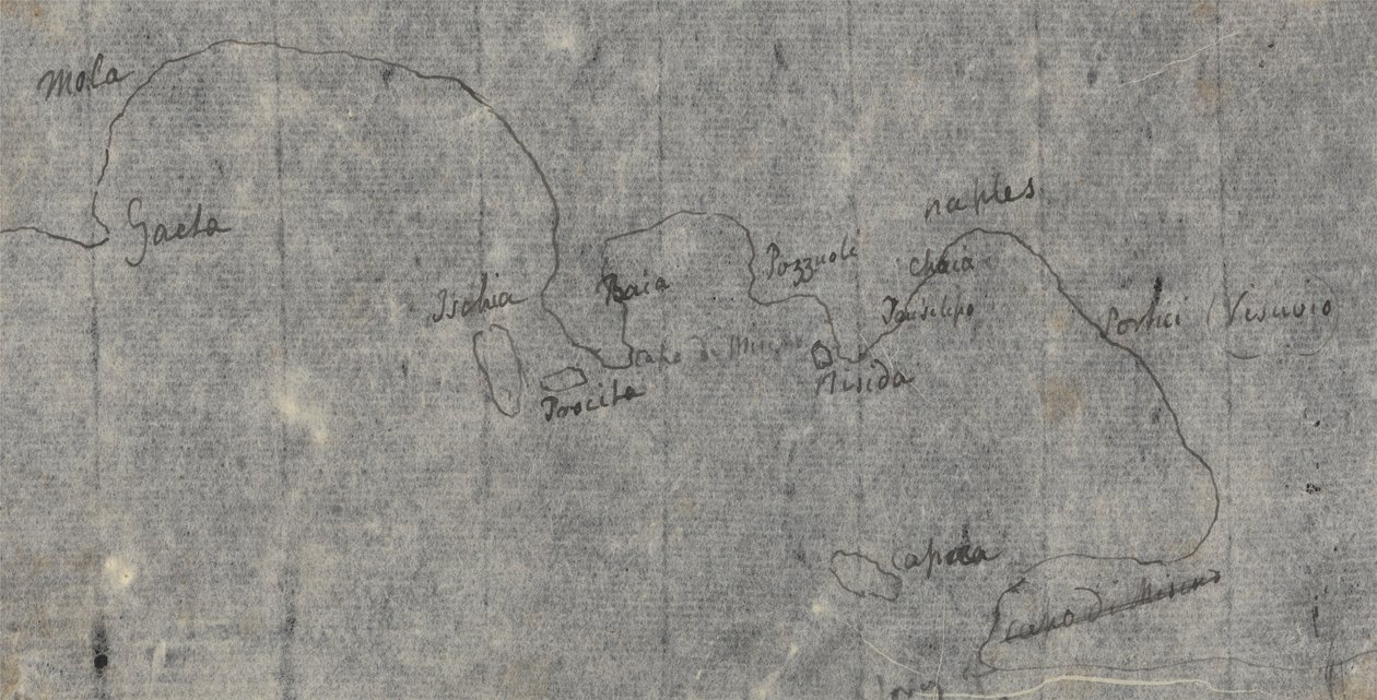 Mapa Neapolského zálivu od John Robert Cozens