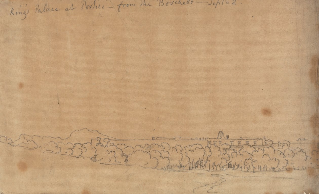 Královský palác v Portici z Boschetta, 2. září. od John Robert Cozens