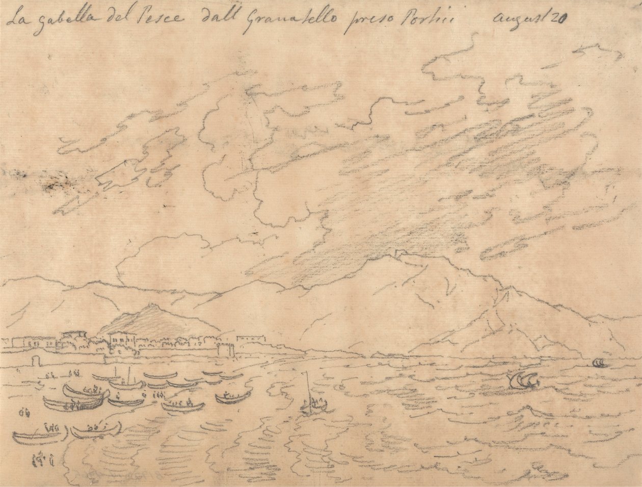 The Fish Gabelle z Granabello Preso Portici, 20. srpna od John Robert Cozens