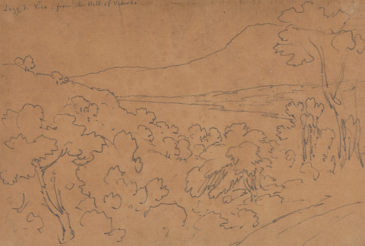 Jezero Vico z kopce Viterbo od John Robert Cozens