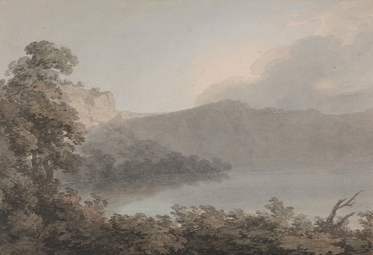 Jezero Vico mezi Římem a Florencií od John Robert Cozens