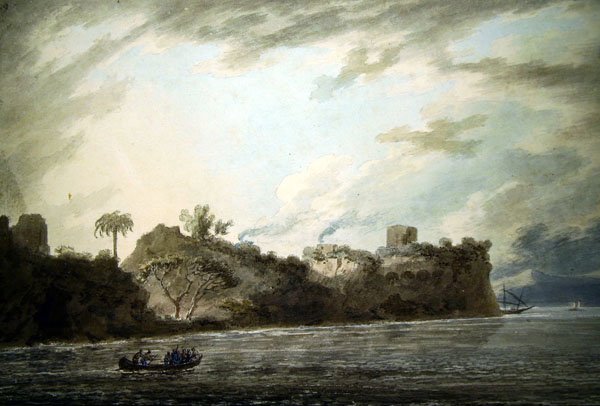 Na pobřeží Posillipo, poblíž Point, z Montechiaro (akvarel na papíře) od John Robert Cozens
