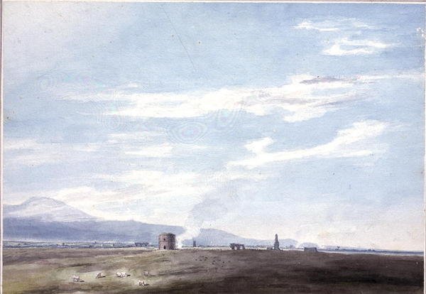 Sepulkrální pozůstatky v Campagna poblíž Říma, kolem roku 1783 (akvarel přes tužku na papíře) od John Robert Cozens