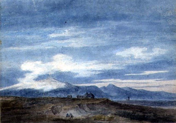 Pastýřská chýše na hranici Pontinských bažin, mezi Valetri a Terracinou (akvarel na papíře) od John Robert Cozens