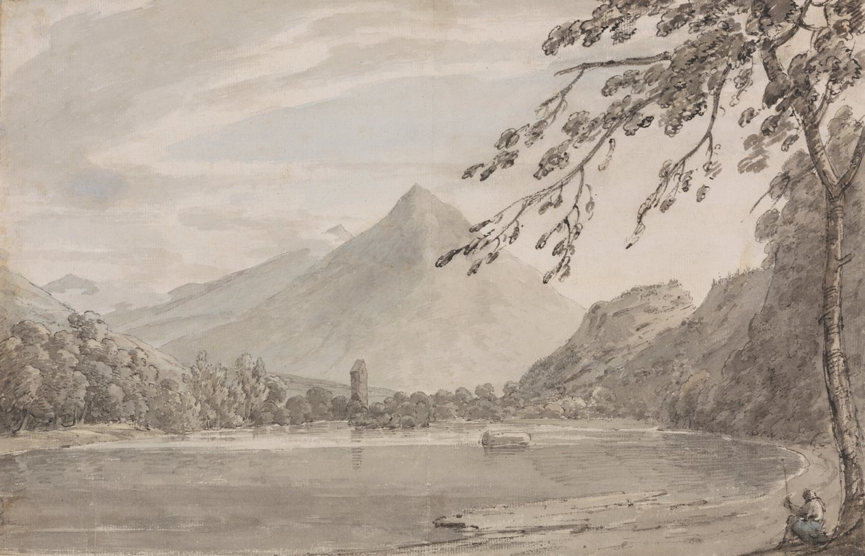 Na Aare mezi Unterseen a jezerem Brientz od John Robert Cozens