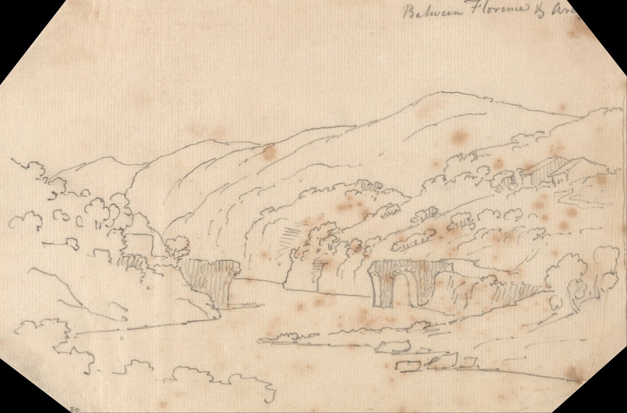 Pohled na řeku Arno mezi Florencií a Arezzem od John Robert Cozens