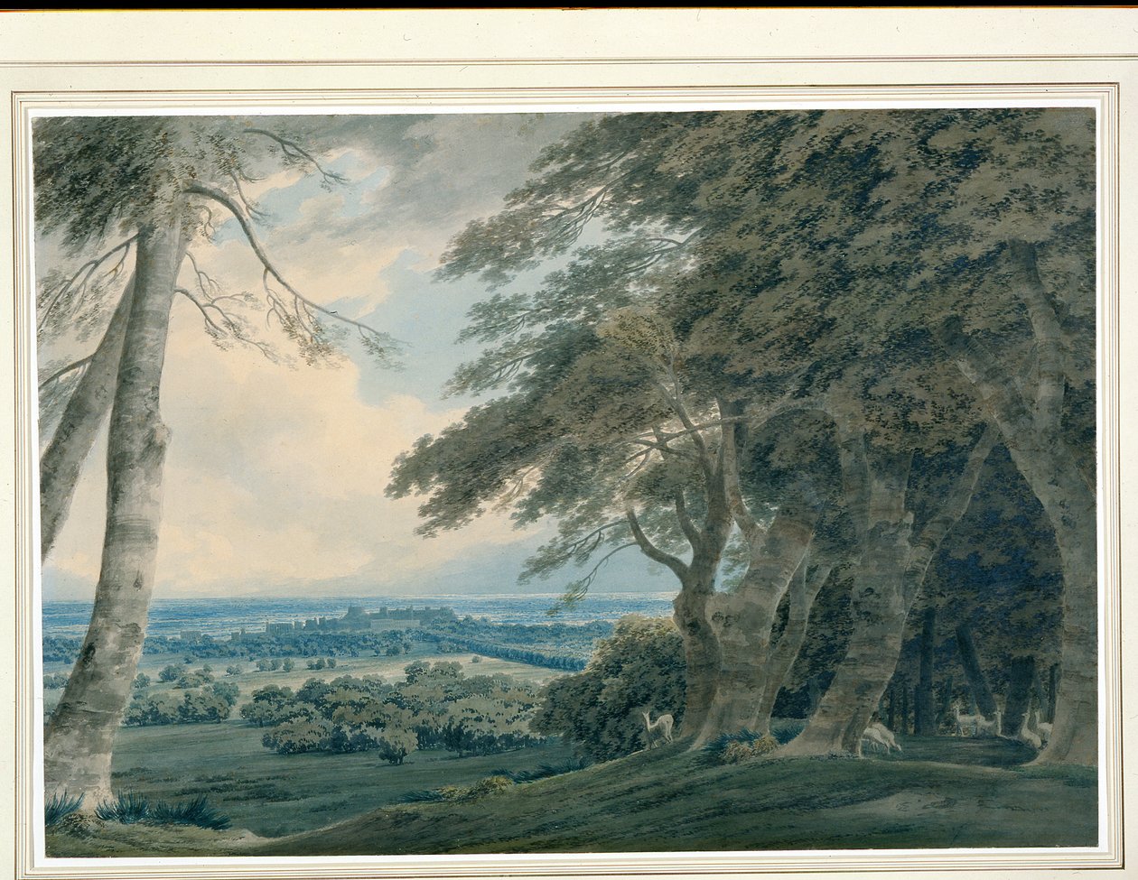Hrad Windsor z jihozápadu, cca 1787-99 (wc na papíře) od John Robert Cozens