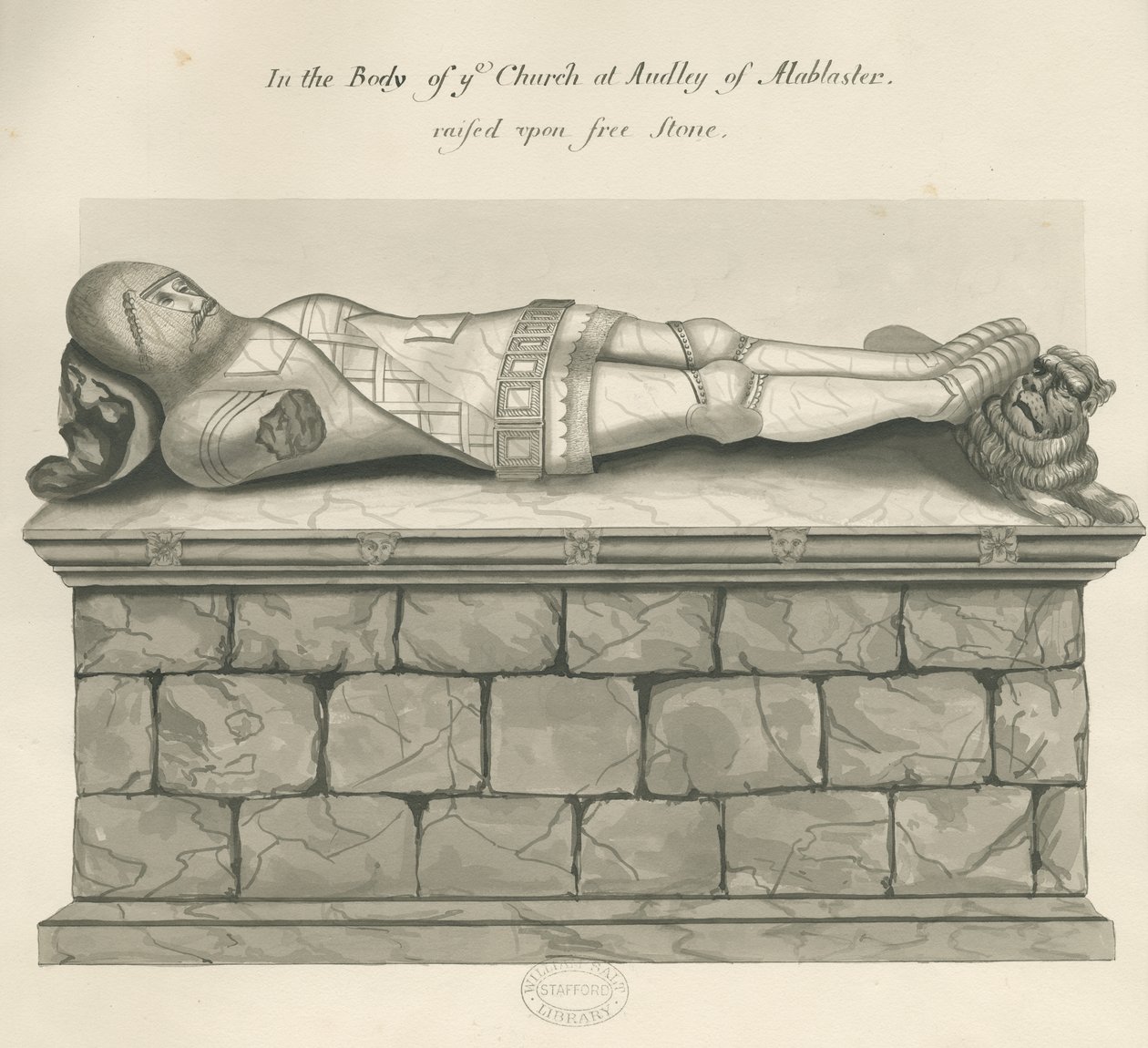 Audley Monuments - "Audley Knight": perokresba, nd [19. století] od John Robert Fernyhough