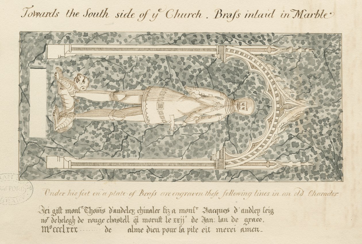 Audley Monuments - "Thomas de Audley": perokresba, nd [19. století] od John Robert Fernyhough
