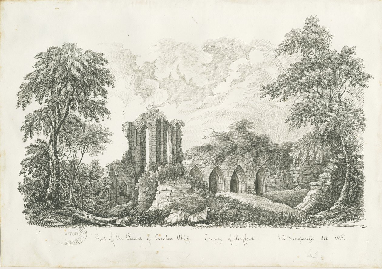 Croxden Abbey: kynä- ja mustepiirustus od John Robert Fernyhough